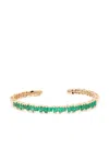 Suzanne Kalan 18kt Yellow Gold Bold Emerald Open-cuff Bracelet In Gold