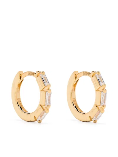 Suzanne Kalan 18kt Yellow Gold Bold Triple Diamond Small Hoop Earrings