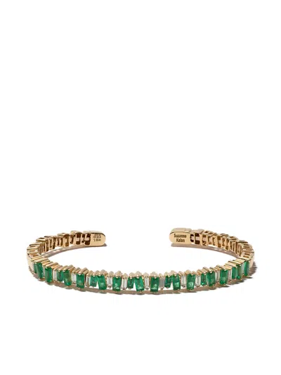 Suzanne Kalan 18kt Yellow Gold Emerald And Diamond Cuff