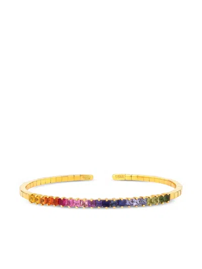 Suzanne Kalan 18kt Yellow Gold Rainbow Sapphire Cuff Bracelet