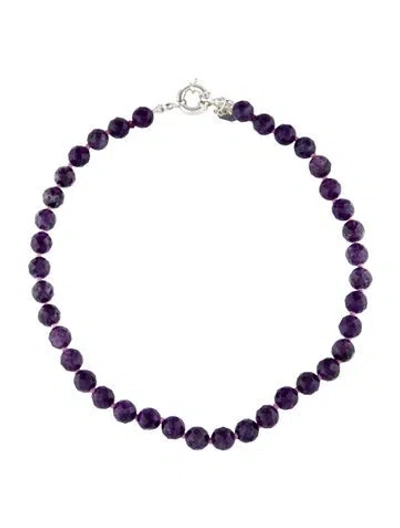 Pre-owned Suzanne Kalan Amethyst Bead Strand Necklace, 18.5" In Multi