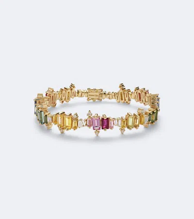 Suzanne Kalan Bold Burst 18kt Gold Bracelet With Sapphires And Diamonds