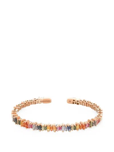 Suzanne Kalan Bold Rainbow Sapphire Bangle In Gold