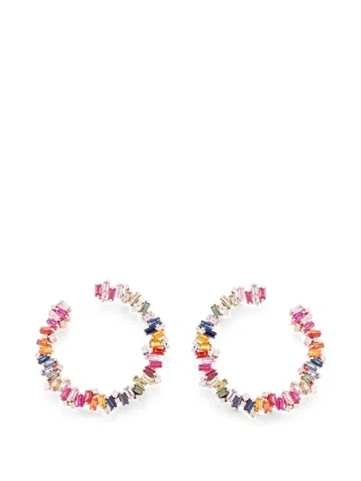 Suzanne Kalan Celeste Sapphire And Diamond Hoop Earrings In Multi
