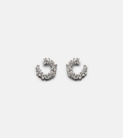 Suzanne Kalan Chloé 18kt White Gold Hoop Earrings With Diamonds