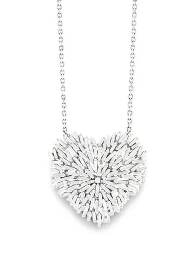 Suzanne Kalan Diamond Heart Necklace In Metallic