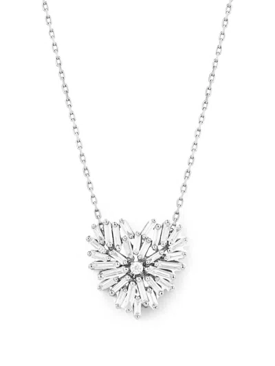Suzanne Kalan Diamond Heart-pendant Necklace In Silver