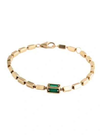 Pre-owned Suzanne Kalan Emerald Thick Block-chain Bracelet, 7" In Multicolor