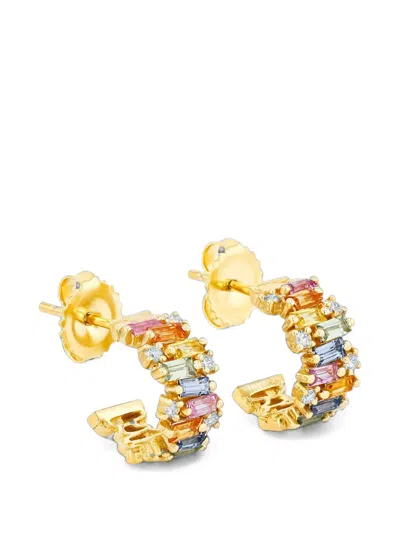 Suzanne Kalan Fireworks Sapphire And Diamond Hoop Earrings In Multi