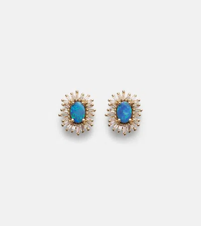 Suzanne Kalan Flower Burst 18kt Gold Earrings With Opal And Diamonds