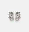 Suzanne Kalan Frenzy 18kt White Gold Huggies With Diamonds In Silver