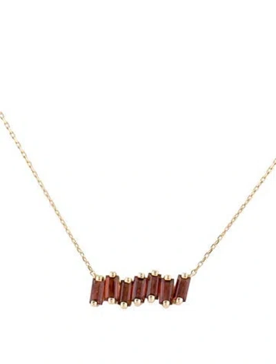 Pre-owned Suzanne Kalan Garnet Amalfi Bar Pendant Necklace, 18" In Multi