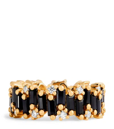 Suzanne Kalan Gold, Diamond And Black Sapphire Audrey Shimmer Eternity Ring
