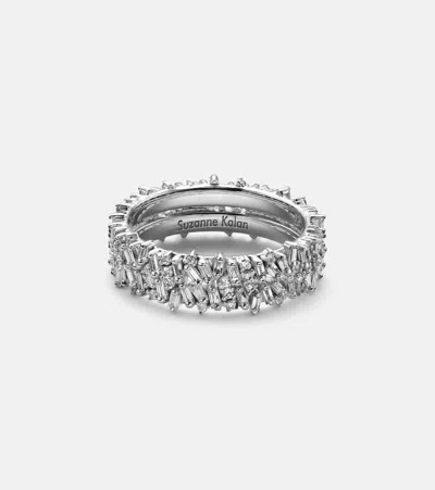 Suzanne Kalan Icon Mini 18kt White Gold Tech Ring Jackets With Diamonds In Silver