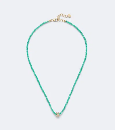 Suzanne Kalan Infinite 18kt Gold Beaded Necklace With Emeralds And Diamonds