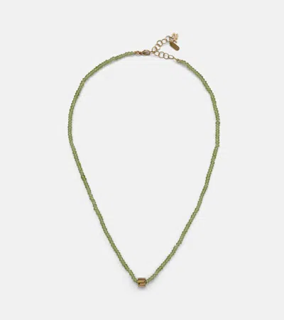 Suzanne Kalan Infinite 18kt Gold Beaded Necklace With Peridots In Green