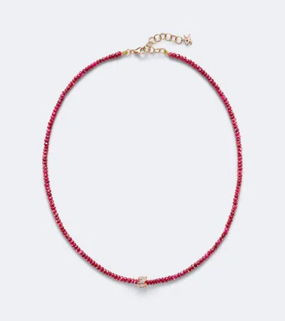 Suzanne Kalan Infinite 18kt Rose Gold Beaded Necklace With Rubies And Diamonds