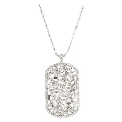 Pre-owned Suzanne Kalan Medium Diamond Dog Tag Necklace In Multi