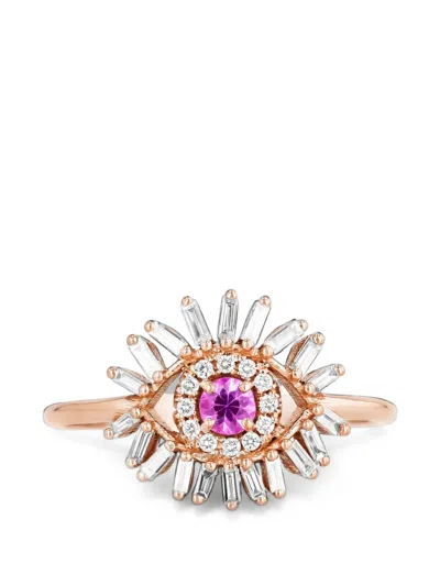 Suzanne Kalan Mini Evil Eye Sapphire And Diamond Ring In Multi
