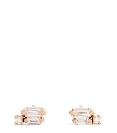 Suzanne Kalan Mini Rose Gold And Diamond Bold Burst Earrings