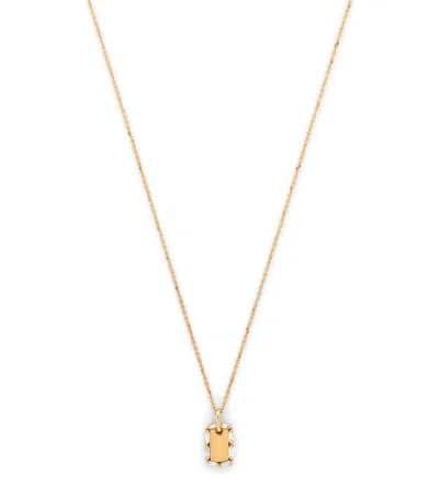 Suzanne Kalan Mini Yellow Gold And Diamond Dog Tag Golden Age Necklace