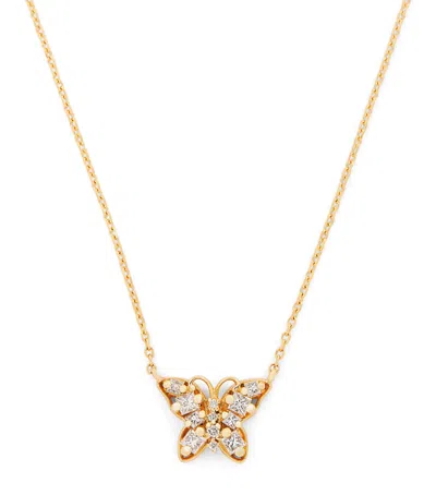 Suzanne Kalan Mini Yellow Gold And Diamond Princess Butterfly Necklace