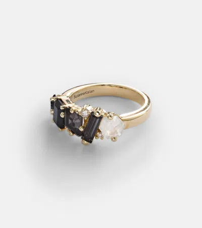 Suzanne Kalan Nadima Glimmer 14kt Gold Ring With Emeralds And Diamonds In Yellow Gold