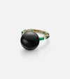 Suzanne Kalan One Of A Kind 18kt Gold Ring With Pearl And Emeralds In Gold