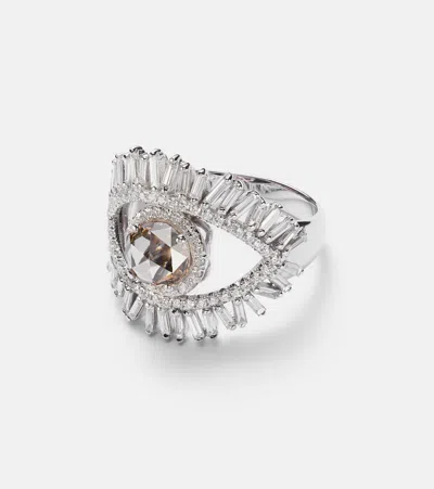 Suzanne Kalan One Of A Kind 18kt White Gold Ring With Diamonds In Metallic