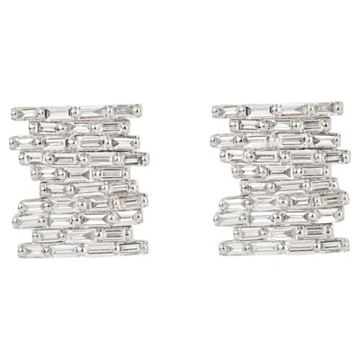 Pre-owned Suzanne Kalan Pave Baguette Diamond Earrings In Multi
