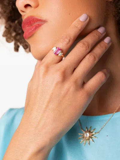 Suzanne Kalan Pink Sapphire And Diamond Ring In Gold