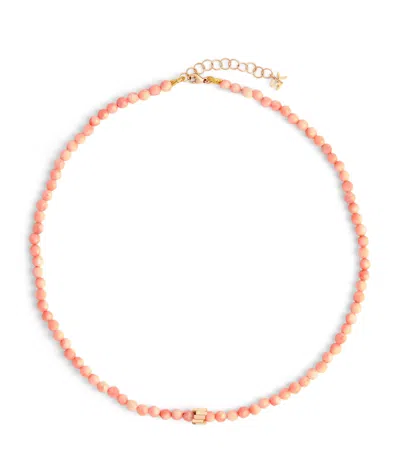 Suzanne Kalan Rose Gold And Coral Infinite Beaded Necklace