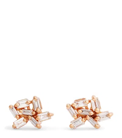 Suzanne Kalan Rose Gold And Diamond Classic Cluster Stud Earrings