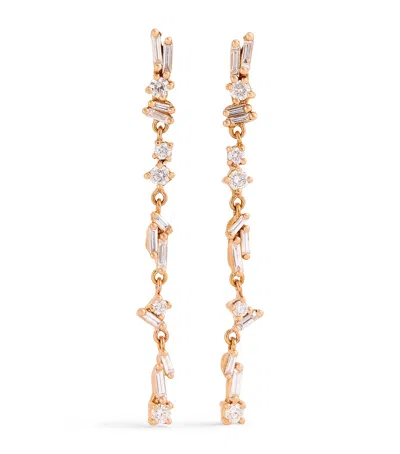 Suzanne Kalan Rose Gold And Diamond Classic Fireworks Sparkler Drop Earrings