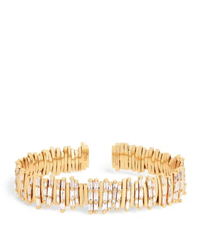 Suzanne Kalan Rose Gold And Diamond Classic Half Baguette Milli Bangle