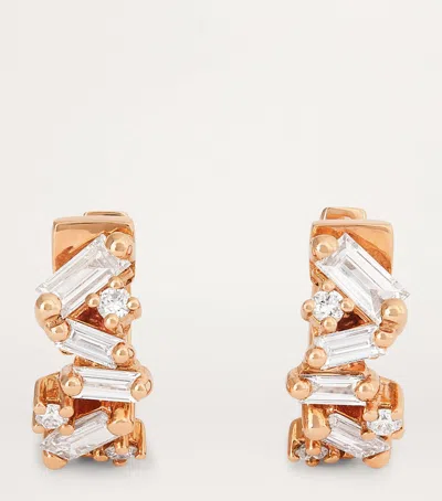 Suzanne Kalan Rose Gold And Diamond Frenzy Huggie Earrings
