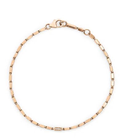 Suzanne Kalan Rose Gold And Diamond Medium Block Chain Bracelet