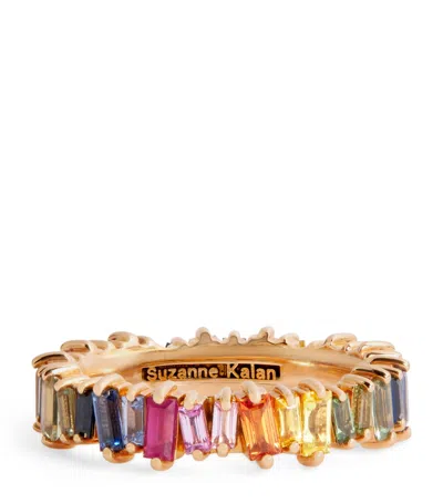 Suzanne Kalan Rose Gold And Rainbow Sapphire Bold Eternity Ring