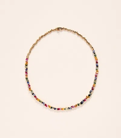 Suzanne Kalan Rose Gold And Rainbow Sapphire Bold Tennis Necklace