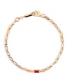 Suzanne Kalan Rose Gold And Ruby Medium Empty Link Block Chain Bracelet In Brown