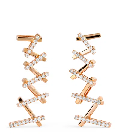Suzanne Kalan Rose Gold And White Diamond Classic Fireworks Deco Wishbone Earrings