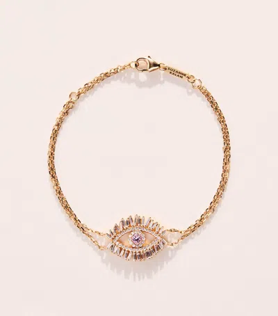 Suzanne Kalan Rose Gold, Diamond And Pink Sapphire Evil Eye Chain Bracelet