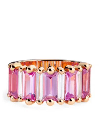 Suzanne Kalan Rose Gold, Diamond And Pink Sapphire One Of A Kind Half-band Ring In Brown