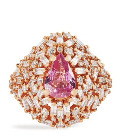 Suzanne Kalan Rose Gold, Diamond And Pink Sapphire One Of A Kind Ring