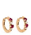 Suzanne Kalan Rose Gold, Diamond And Ruby Princess Huggie Earrings In Gold