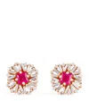 Suzanne Kalan Rose Gold, Diamond And Ruby Princess Stud Earrings In Gold