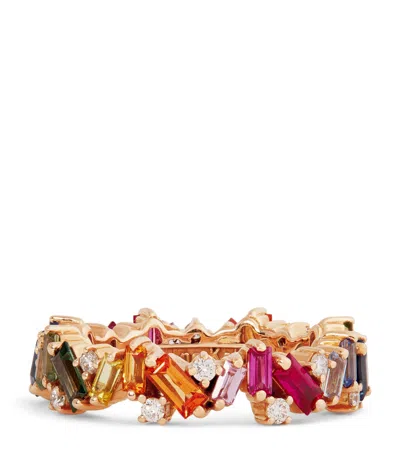 Suzanne Kalan Rose Gold, Diamond And Sapphire Frenzy Eternity Ring