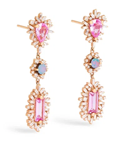 Suzanne Kalan Rose Gold, Diamond, Sapphire And Opal One Of A Kind Drop Earrings