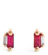 Suzanne Kalan Rose Gold, Ruby And Diamond Bold Stud Earrings In Neutral
