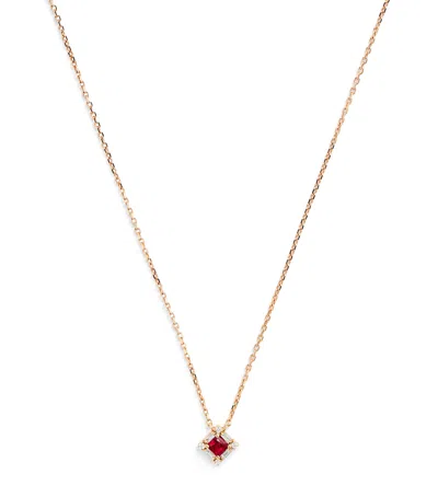 Suzanne Kalan Rose Gold Ruby And Diamond Mini Princess Pendant Necklace